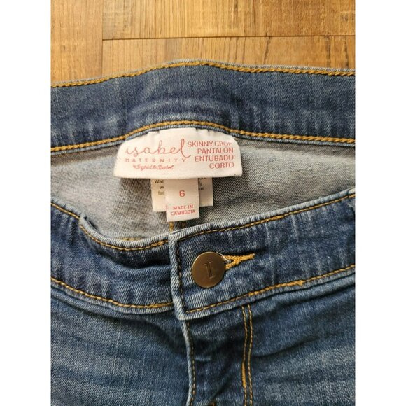Ingrid & Isabel Women's Maternity Size 6 Blue Skinny Crop Elastic Waist Jeans - Picture 6 of 10